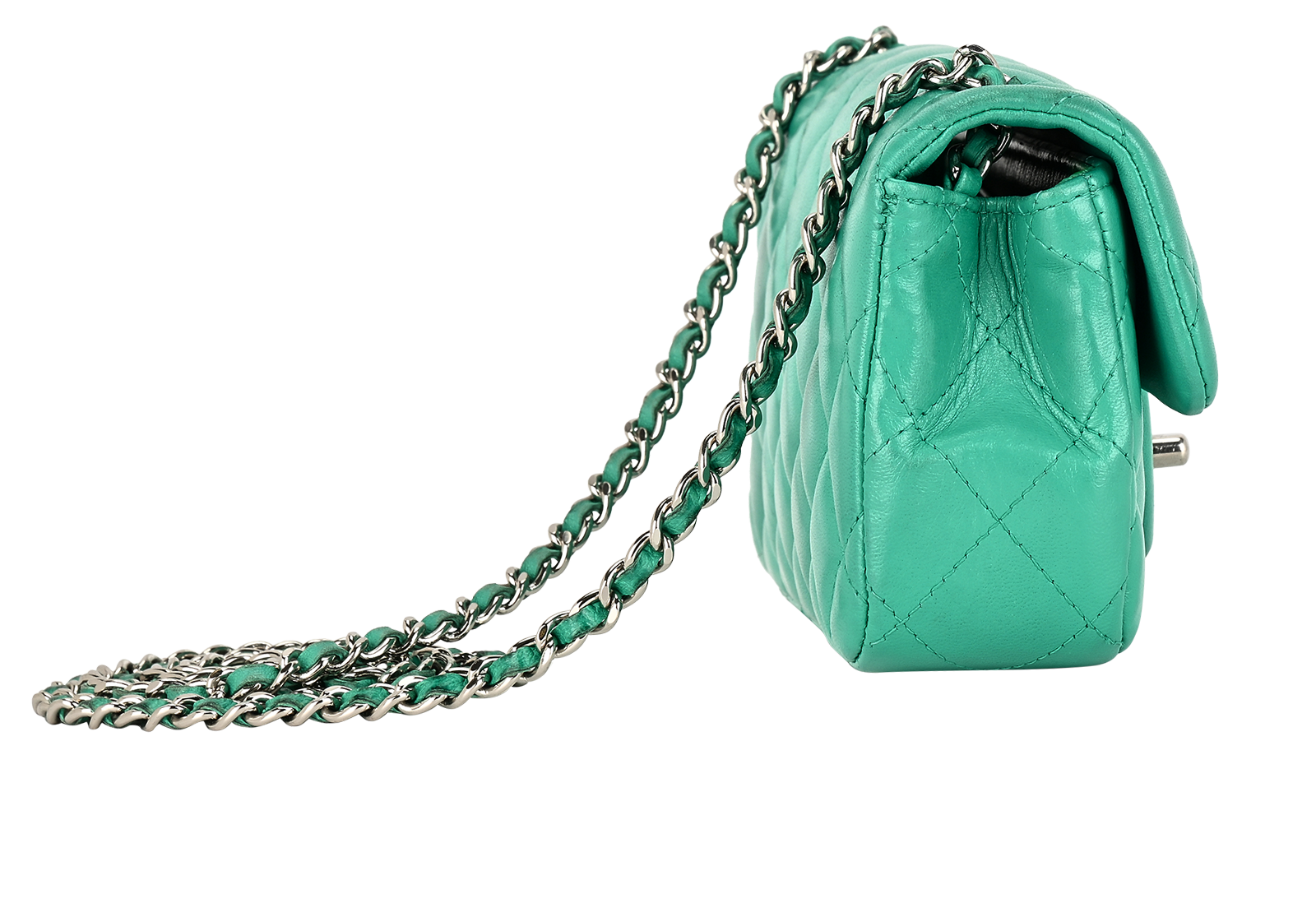 Mini Rectangle Flap, &pound;2,600, Handbags, Green, Lambskin Leather, Side view